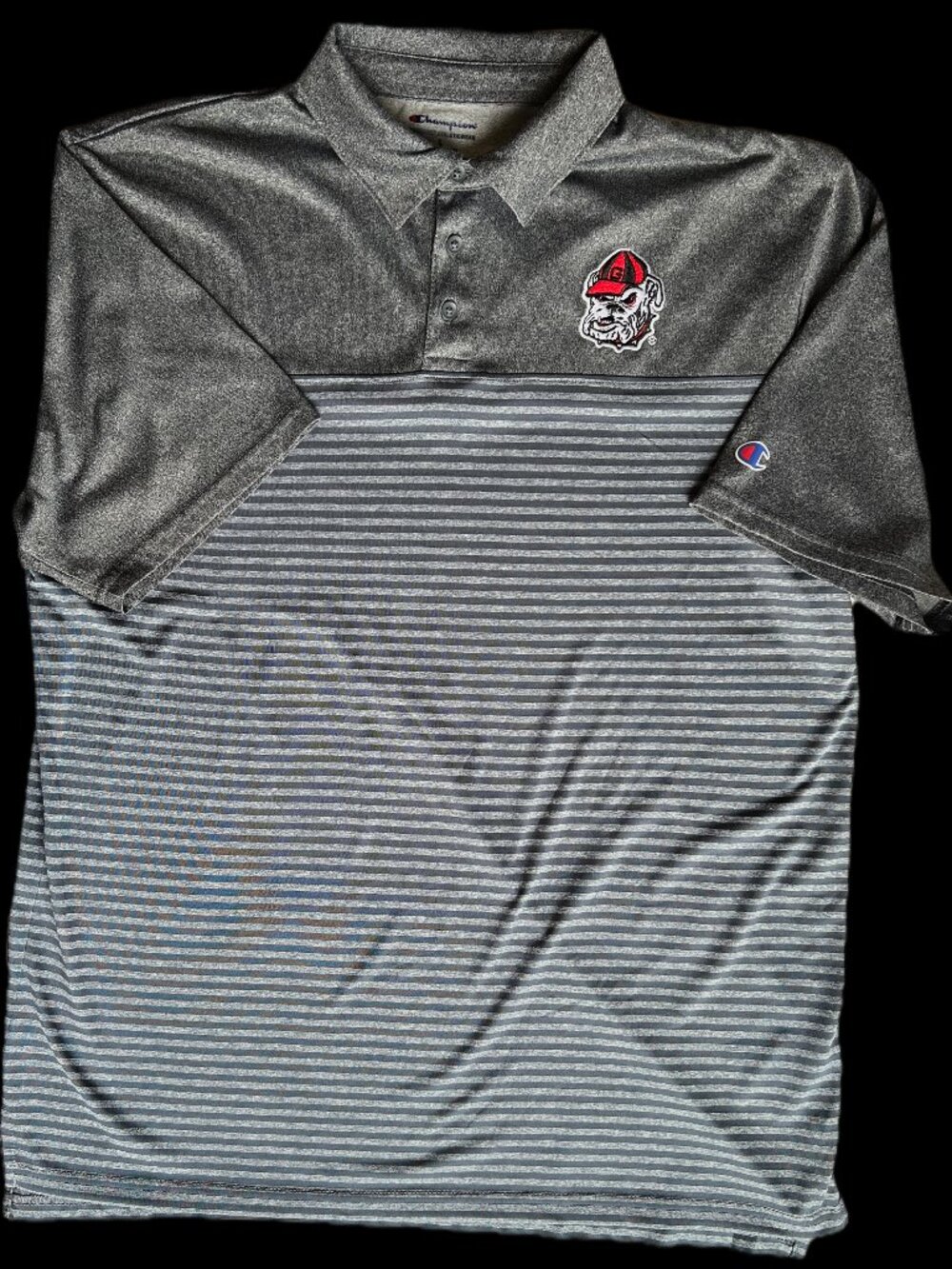 Champion Georgia Bulldogs UGA Polo Shirt Gray Striped Men's Large